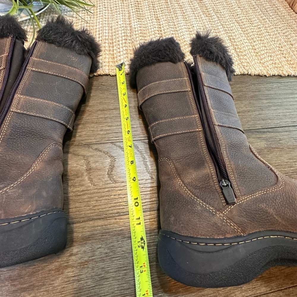 LL Bean Nordic Tek  Waterproof‎ Brown Leather Faux Fur Winter Boots Womens  6.5M - Picture 13 of 16